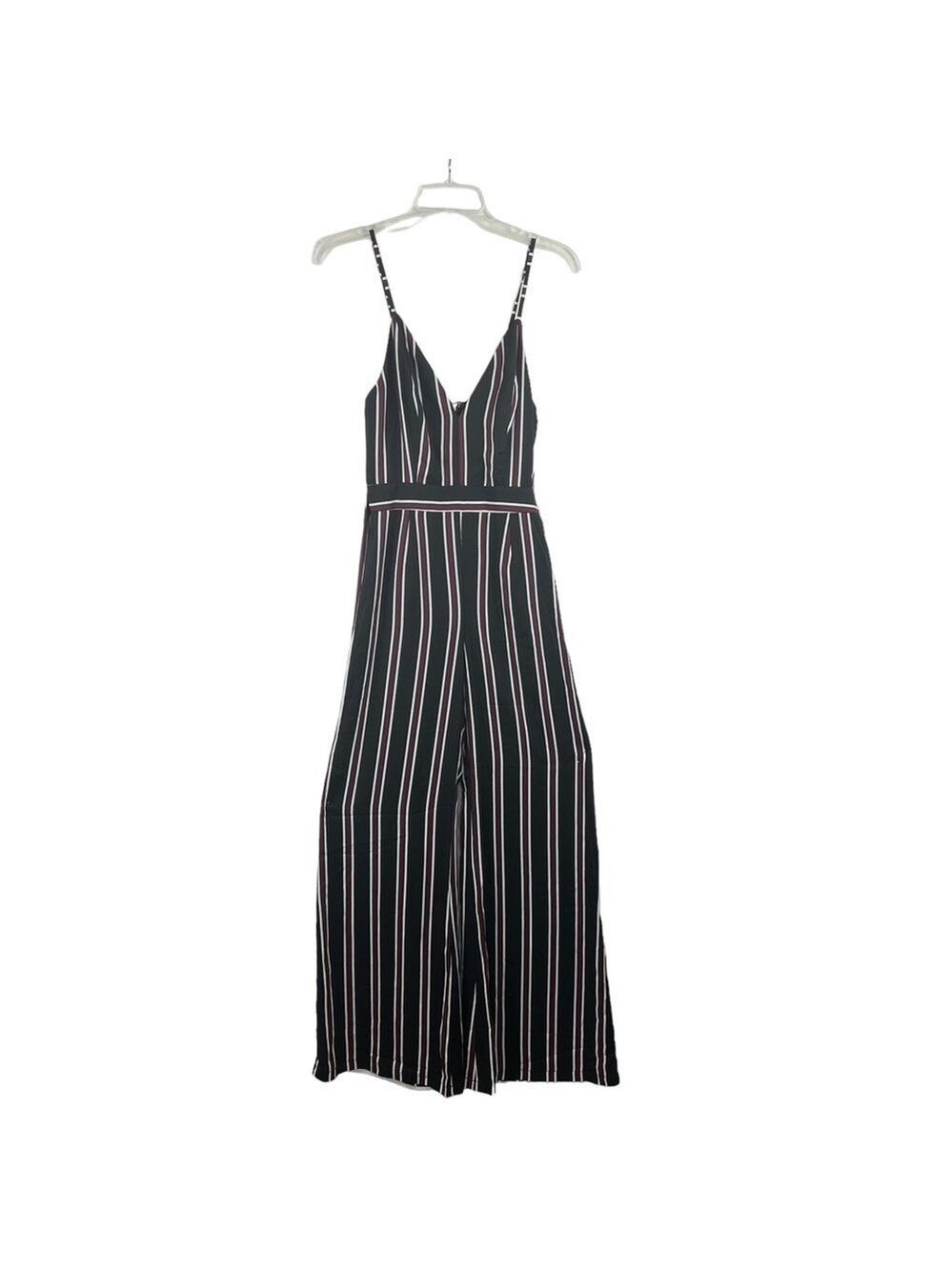 New-shop17 Vertical Striped Tie Back, Wide Leg, Flared, Strappy Jump Suit SM - Picture 5 of 12